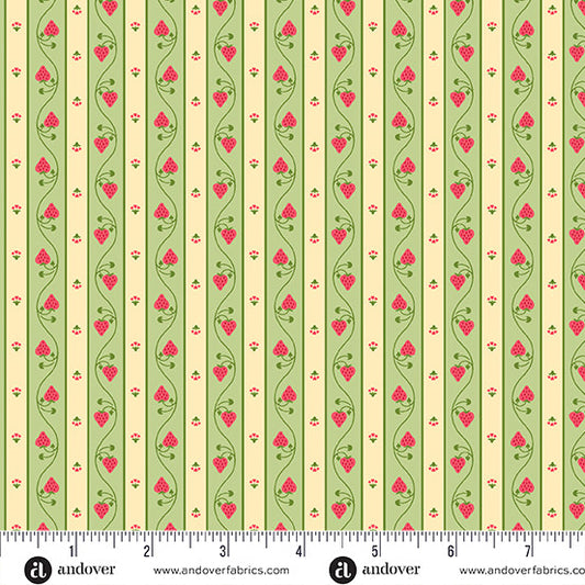 Strawberry Honey by Andover Fabrics Stripe Green